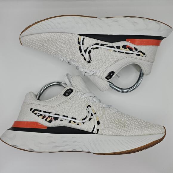 Nike React Infinity Run Flyknit 3 Leopard White Black Womens 8 Running Shoes - Picture 10 of 12